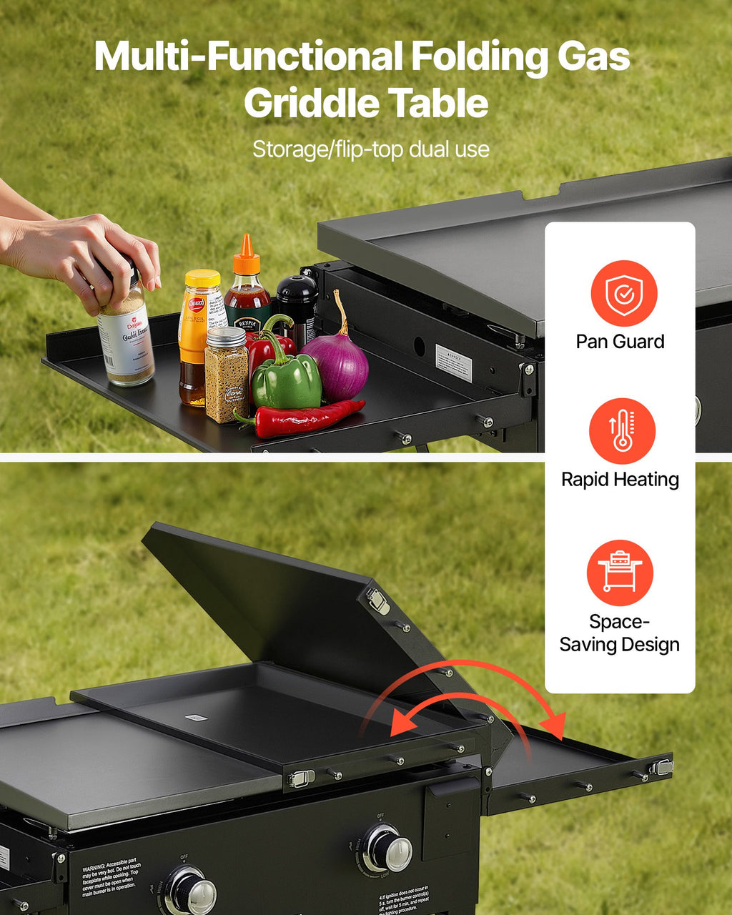 Gas Griddle, 2-Burner Flat Top Grill, With Wheels, 30000 BTU
