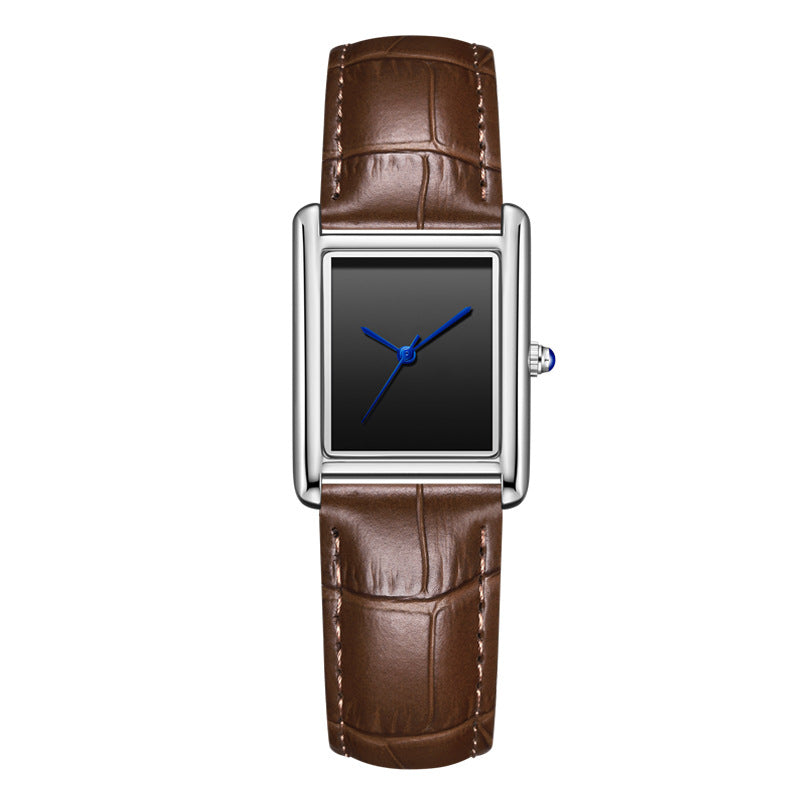 Couple Leather Watch Strap Simple Square Student's Watch Waterproof