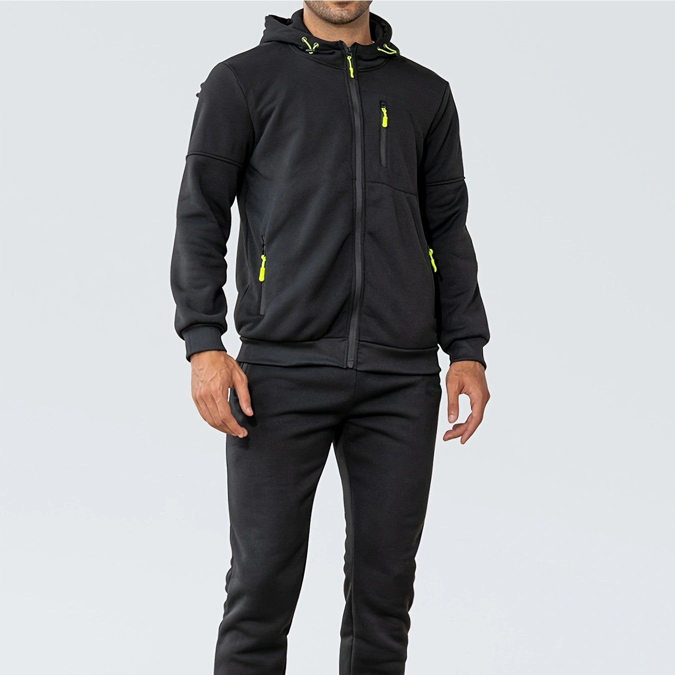 Zippered-pocket Hoodie And Pants Set Relaxed Fit