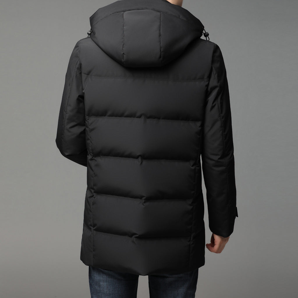 Manteau chaude à capuchon en duvet de canard blanc, longueur moyenne