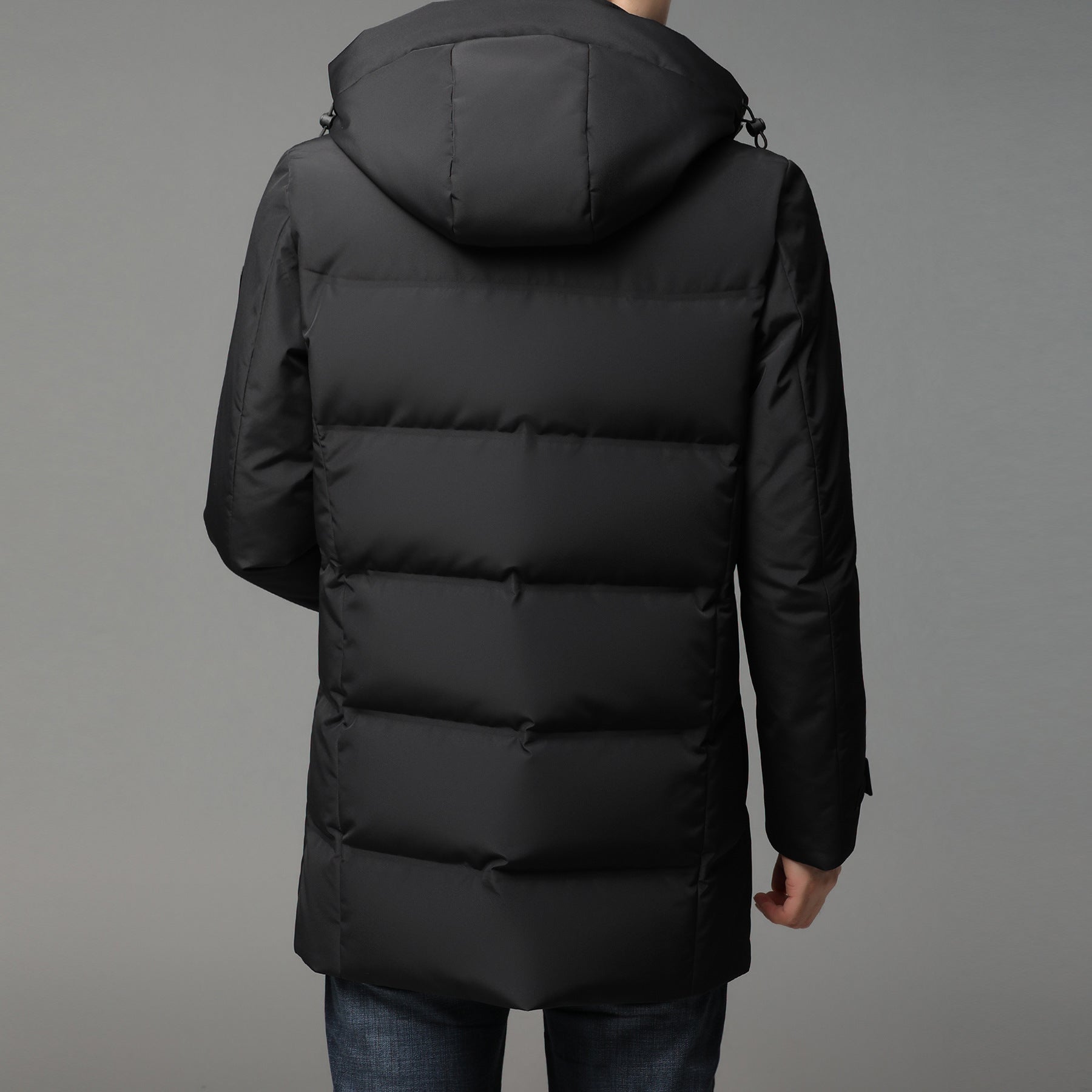 Manteau chaude à capuchon en duvet de canard blanc, longueur moyenne