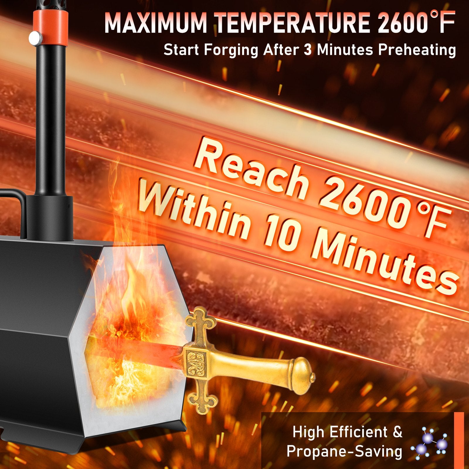 Propane Forge Portable, Double Burner Tool And Knife, Mini Furnace Blacksmithing, Gas Forging Tools And Equipment, Complete Kit