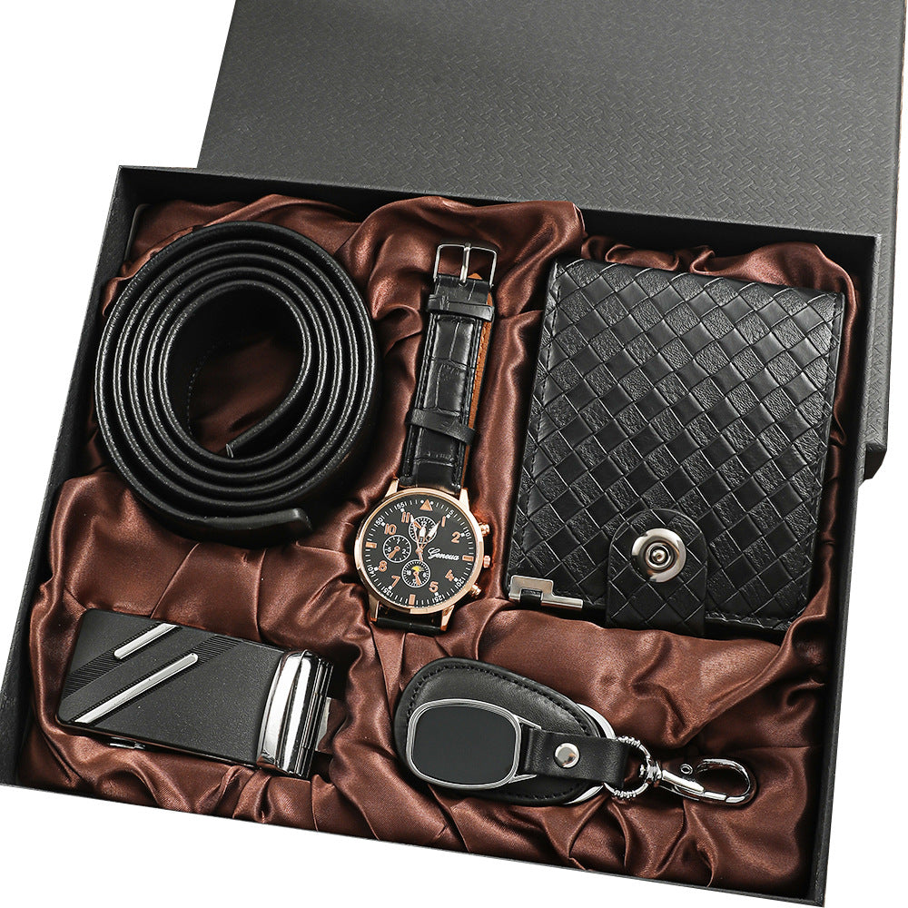 Mens Watch Wallet Belt And Keychain Set