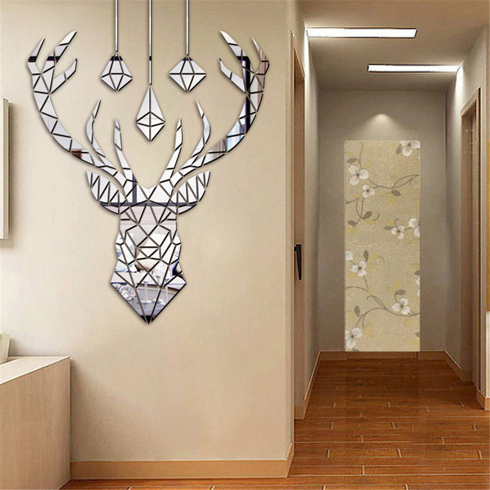 Autocollant miroir acrylique à tête de cerf