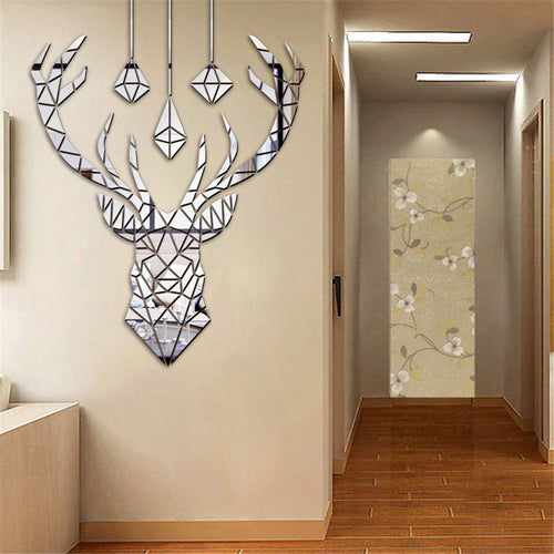 Autocollant miroir acrylique à tête de cerf