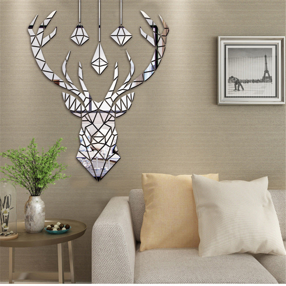 Autocollant miroir acrylique à tête de cerf