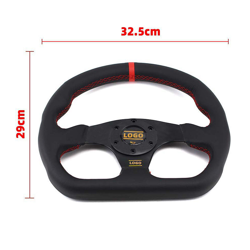 D Type 13 Inch Suede Flat Bottom Modified Racing Steering Wheel