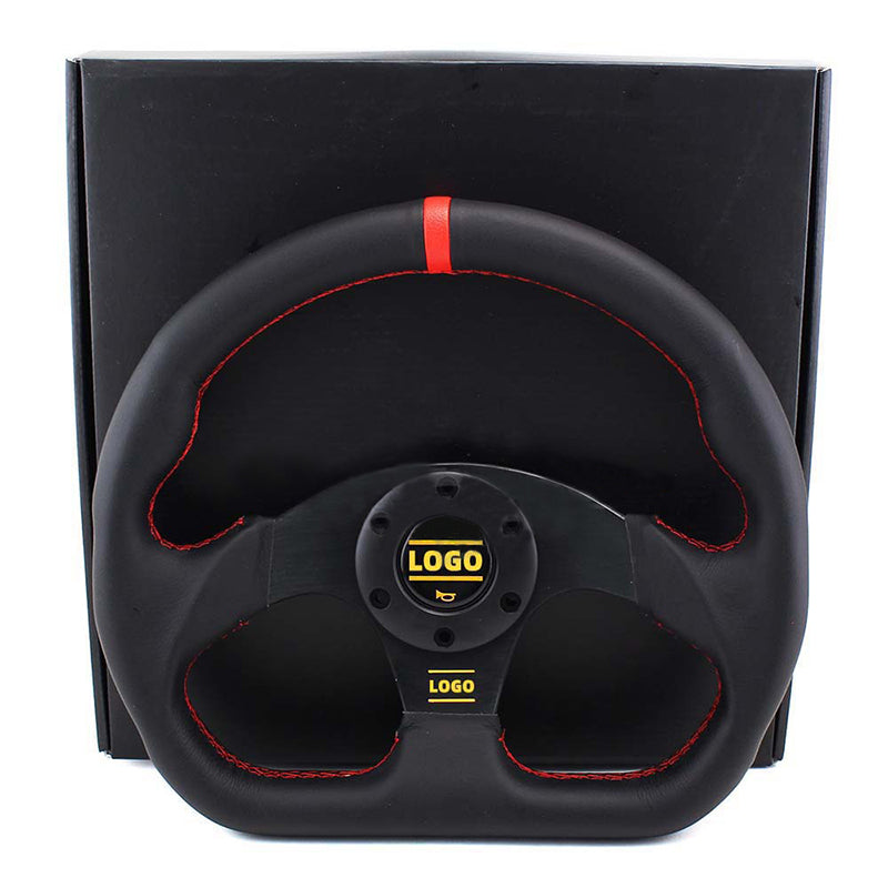 D Type 13 Inch Suede Flat Bottom Modified Racing Steering Wheel
