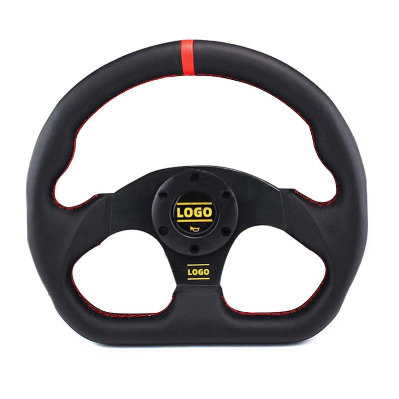 D Type 13 Inch Suede Flat Bottom Modified Racing Steering Wheel