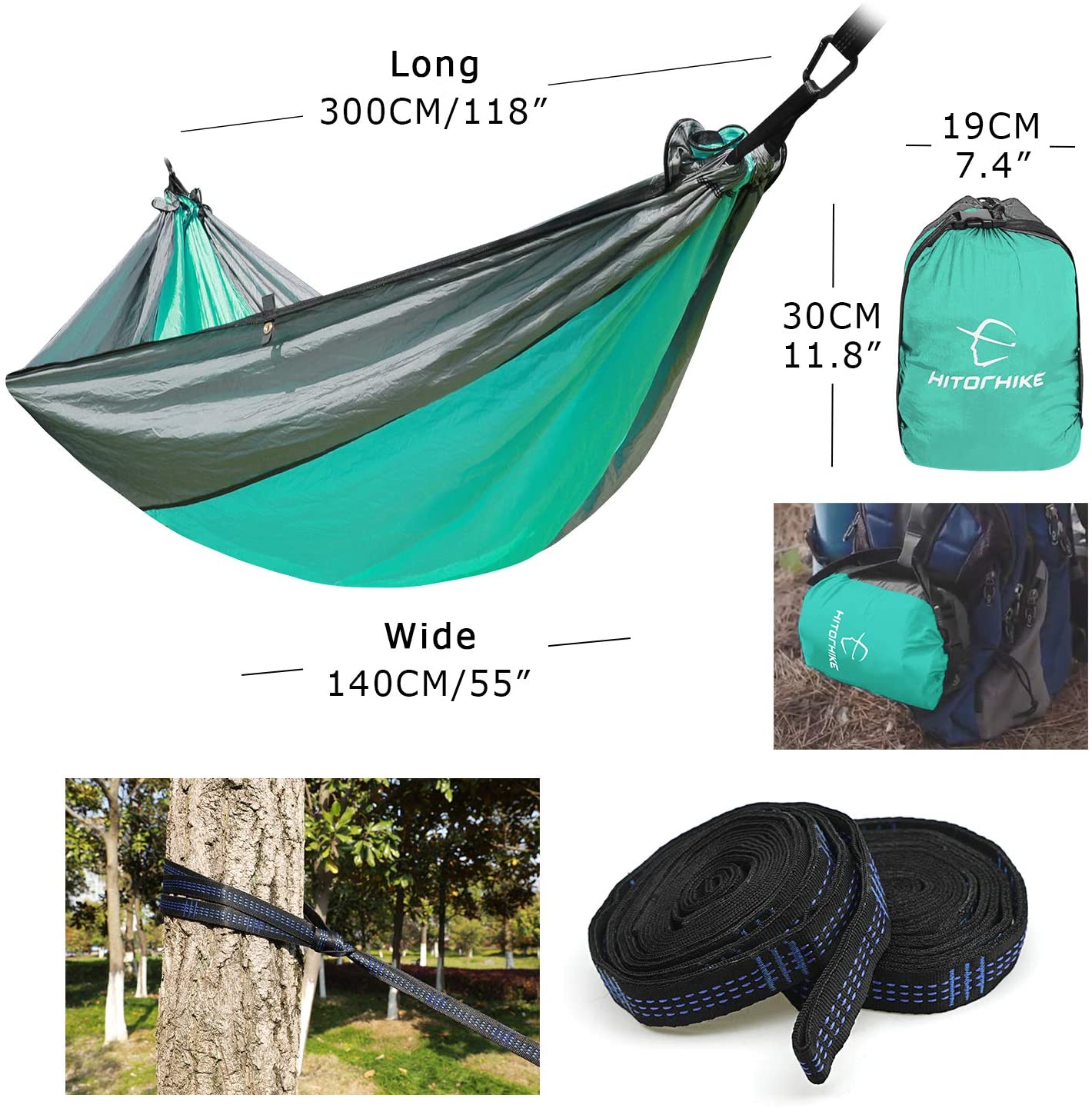Hamac de randonnée portable en nylon parachute confortable