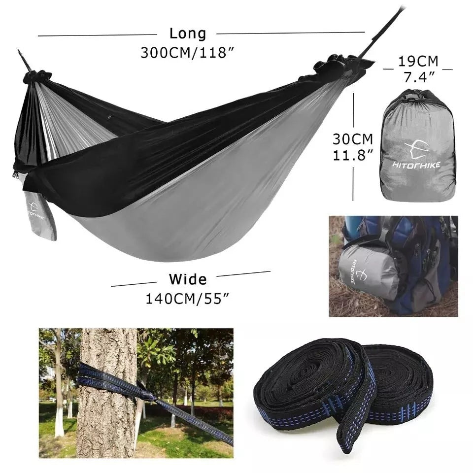 Hamac de randonnée portable en nylon parachute confortable