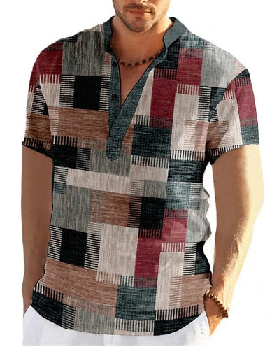 Mens Simple Linen Printed Top For Spring And Autumn