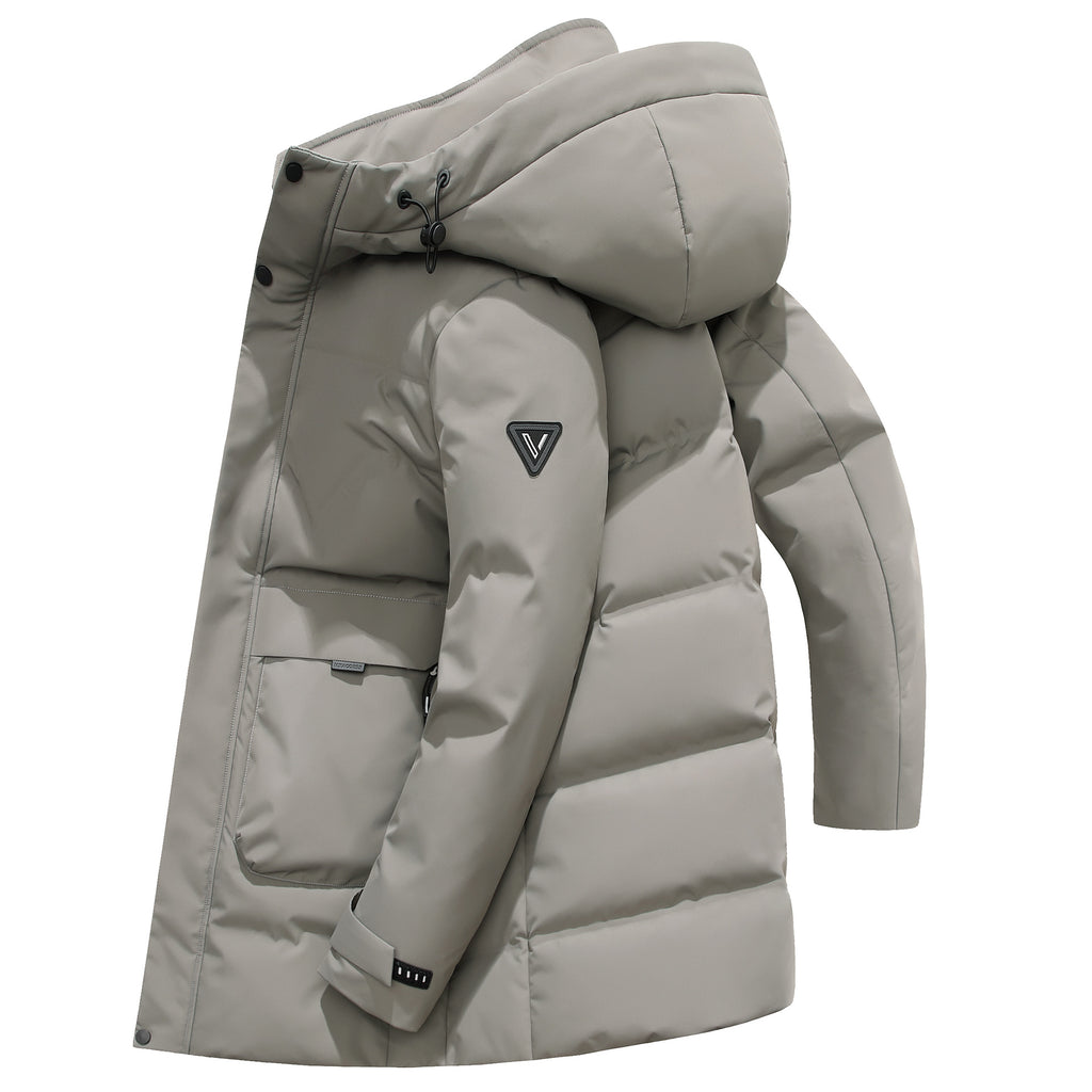 Manteau chaude à capuchon en duvet de canard blanc, longueur moyenne