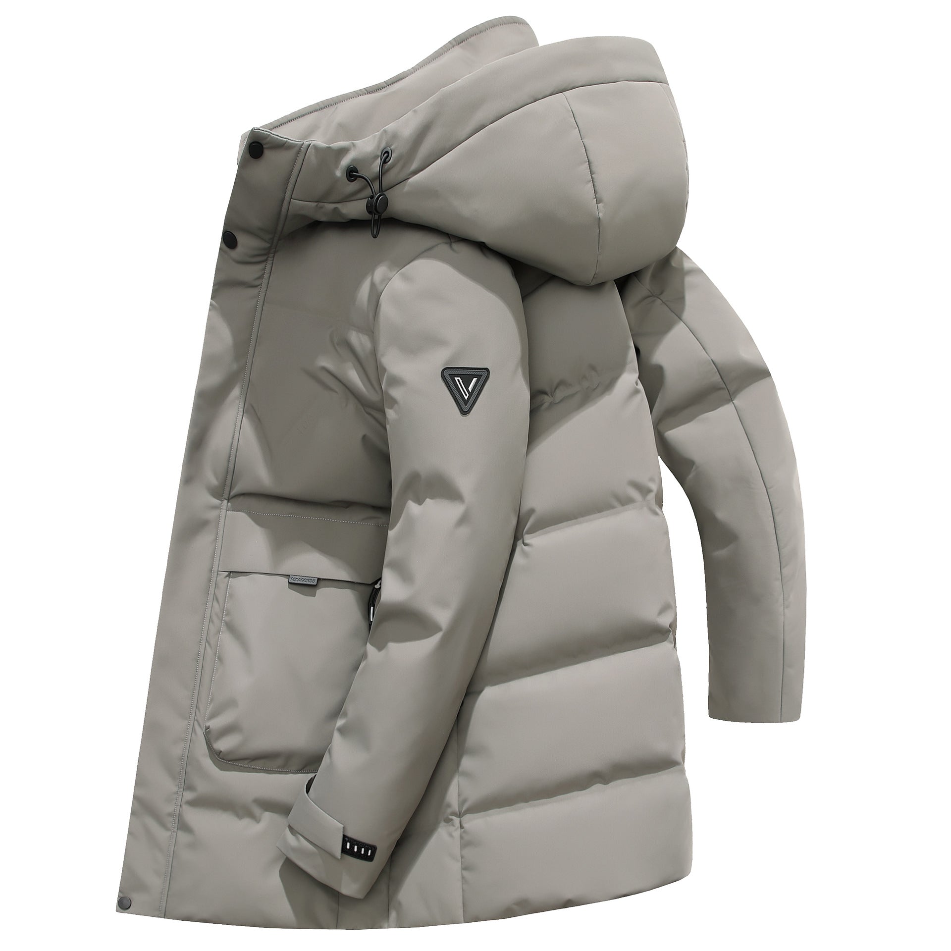 Manteau chaude à capuchon en duvet de canard blanc, longueur moyenne