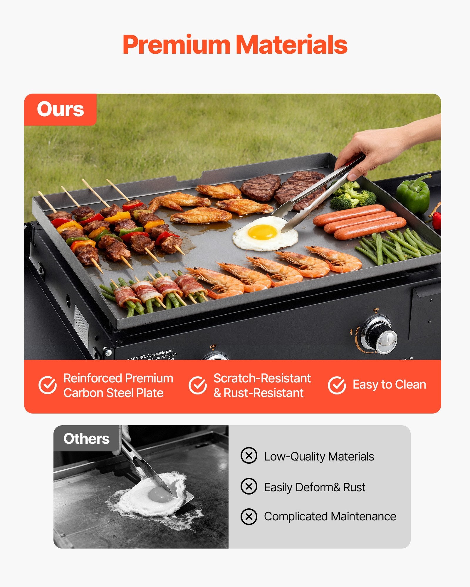 Gas Griddle, 2-Burner Flat Top Grill, With Wheels, 30000 BTU
