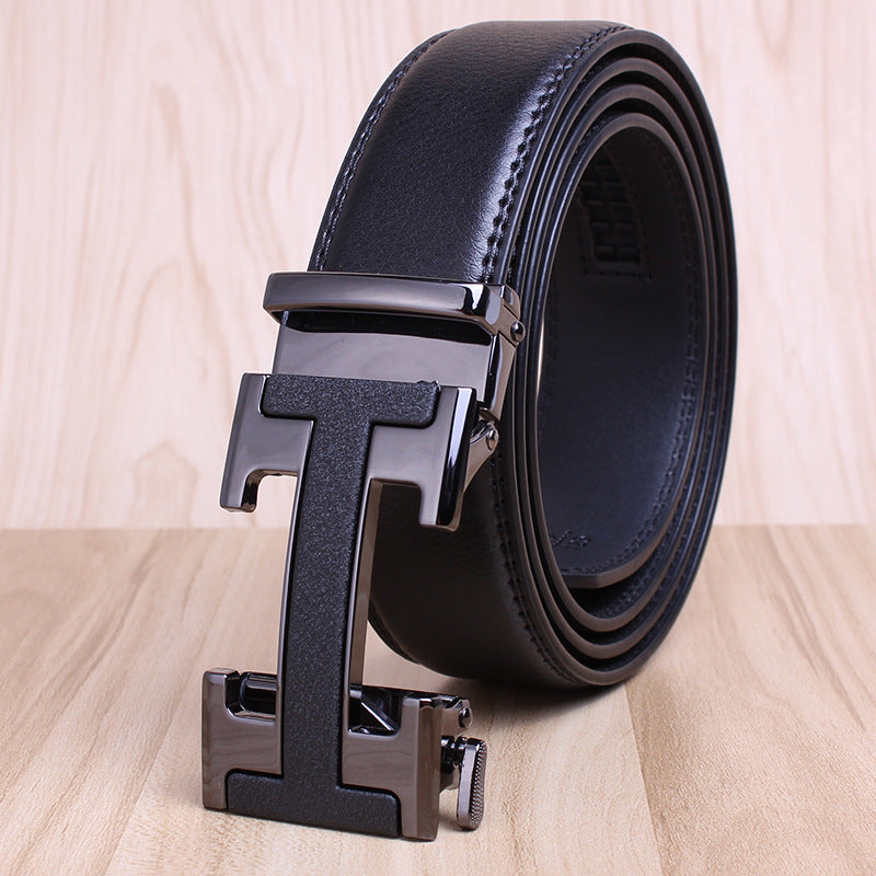 Mens Genuine Leather Belt With Automatic Buckle