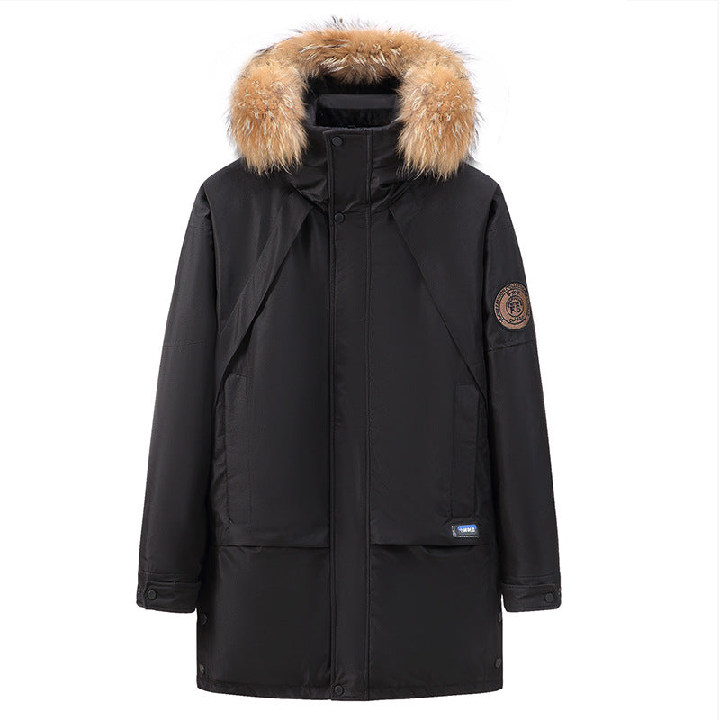 Manteau pour homme mi-longue épaisse en duvet de canard blanc