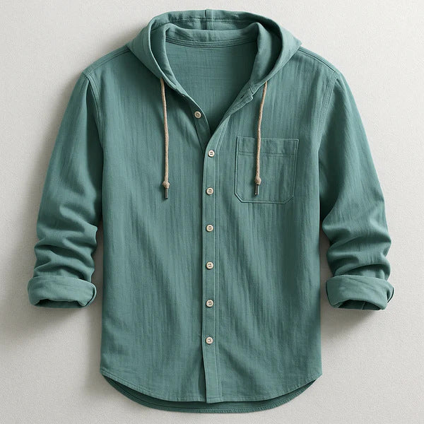 Men's Fashion Hooded Cotton-Linen Casual Long-Sleeve