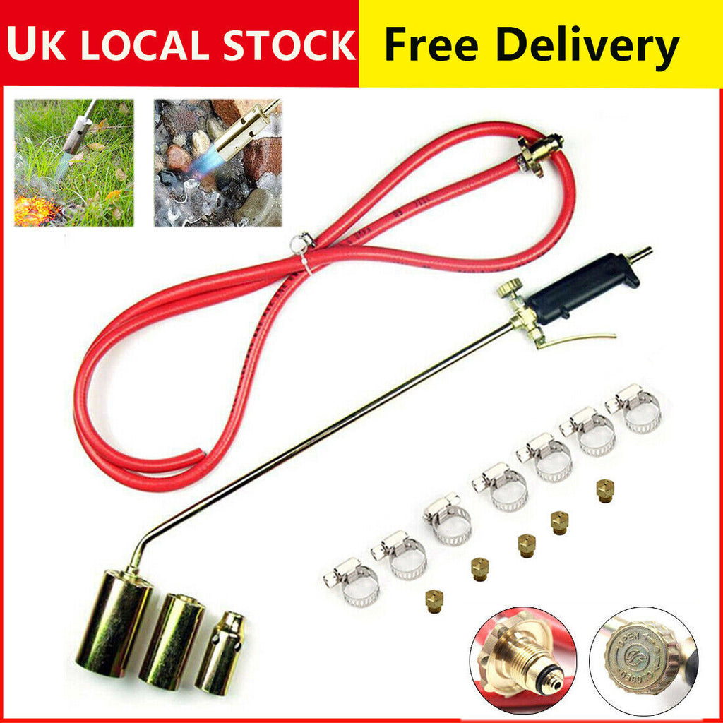 Long Arm Propane Butane Gas Torch Burner Blow Kit Roofers Roofing Brazing-Hose