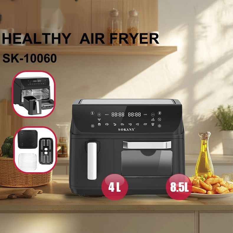 Friteuse à Air Numérique 12L - Double Compartiment & Fenêtre Vision