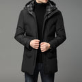 Manteau chaude à capuchon en duvet de canard blanc, longueur moyenne