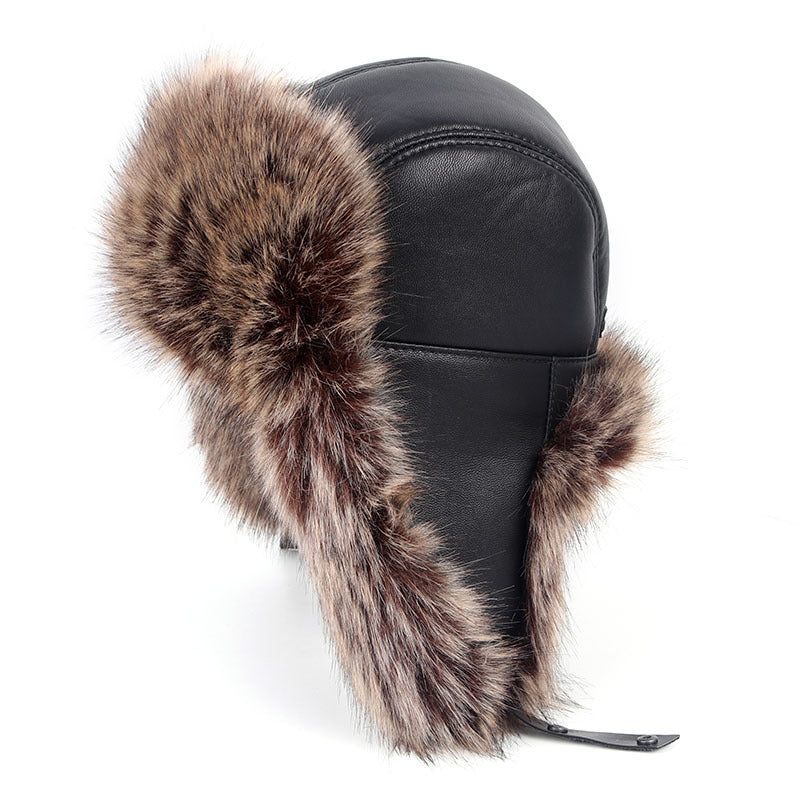 Fur leather hat