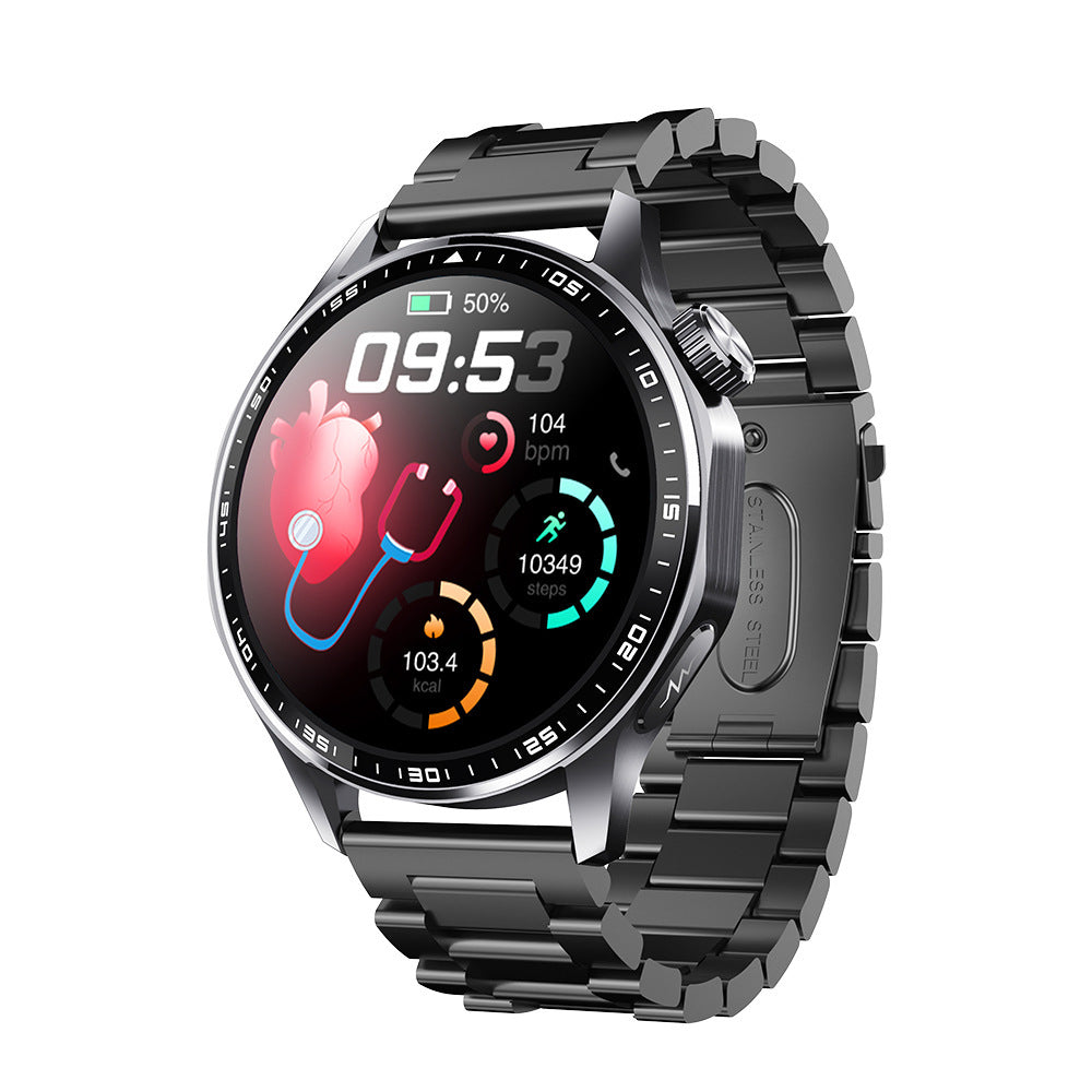 Montre F210 avec bracelet en acier noir articulé haute résistance.