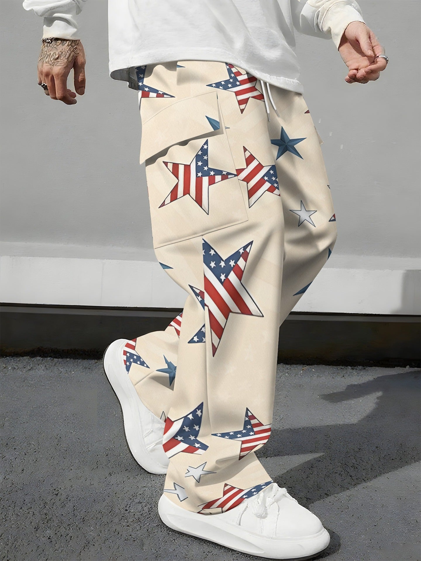 Pink Camo Cargo Pants Printed Design Trendy Casual Loose-Fit Versatile And Breathable Trousers