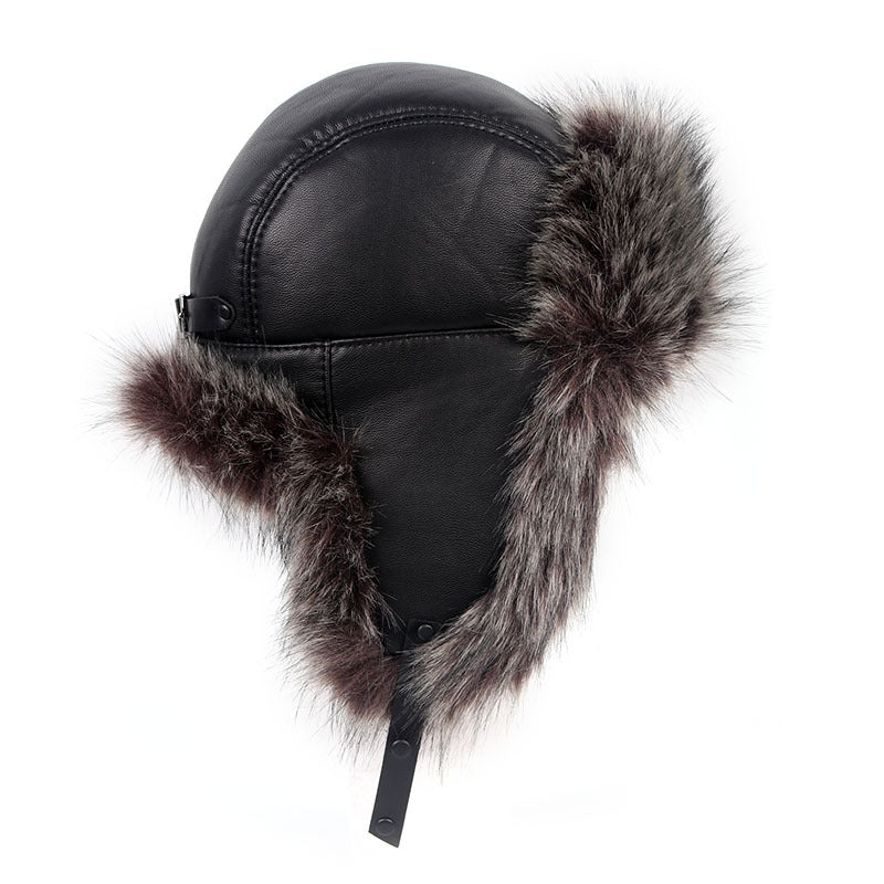Fur leather hat