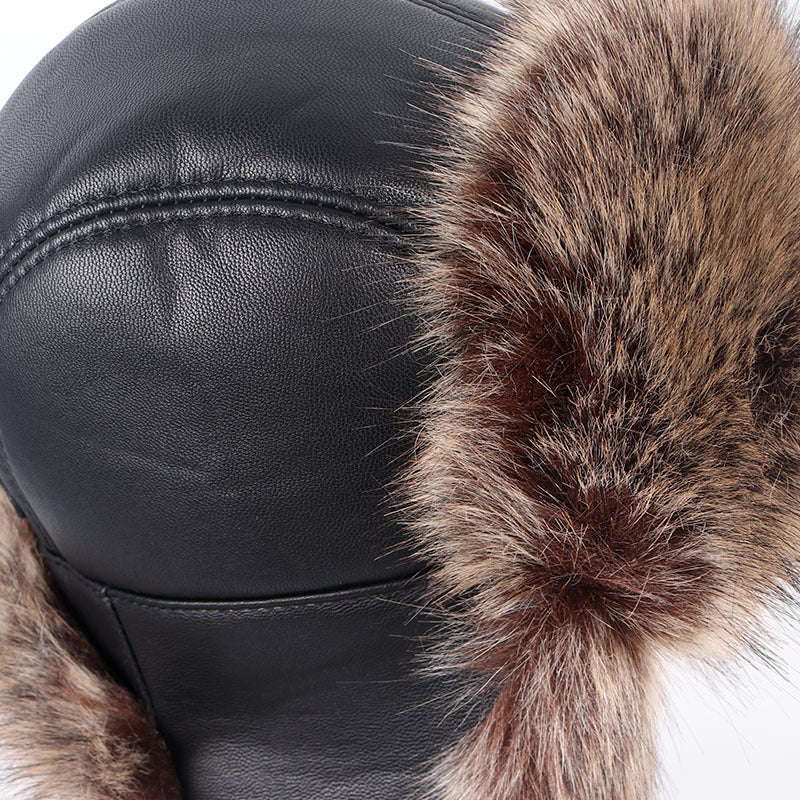 Fur leather hat
