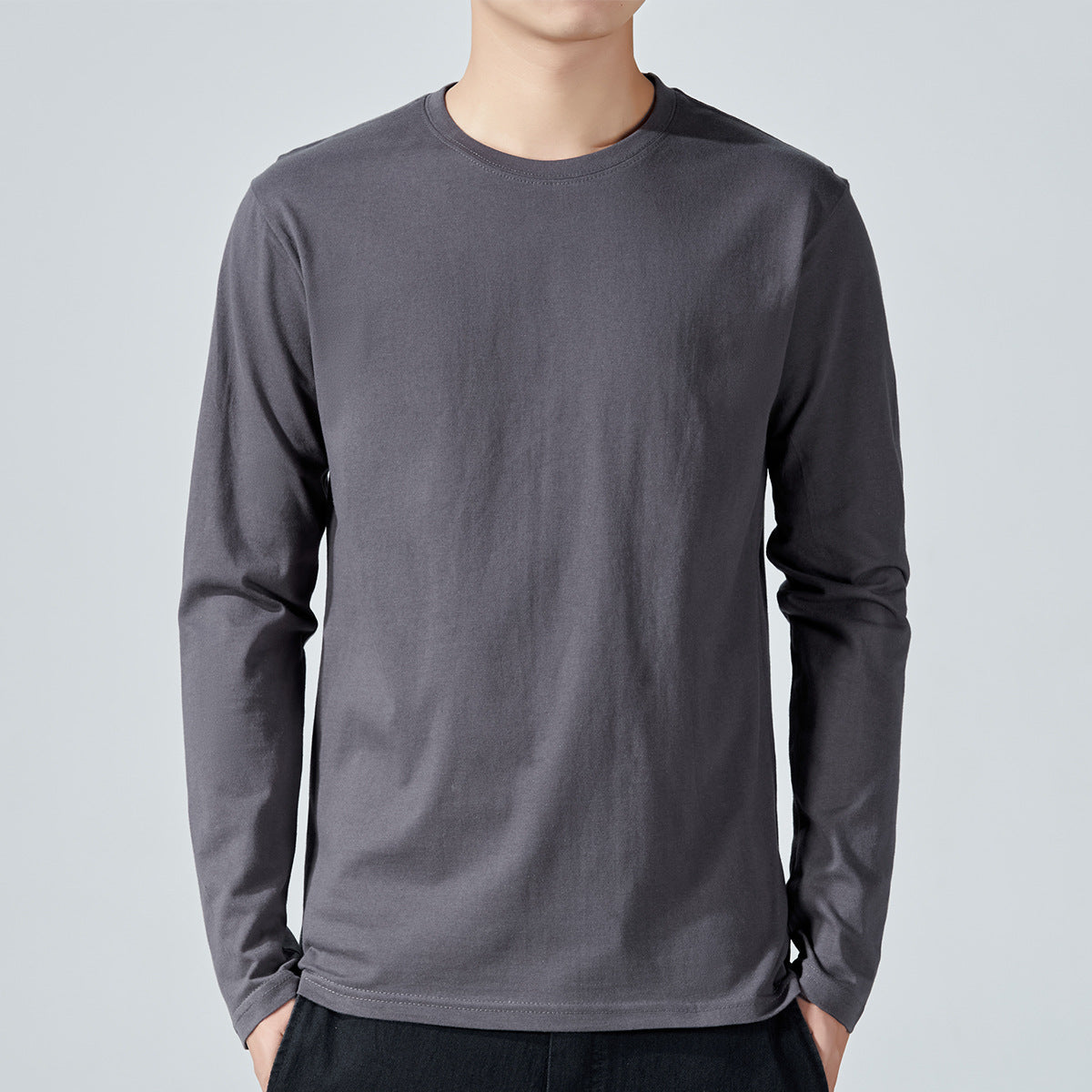 Mens Long sleeve Solid colorCotton T-shirt