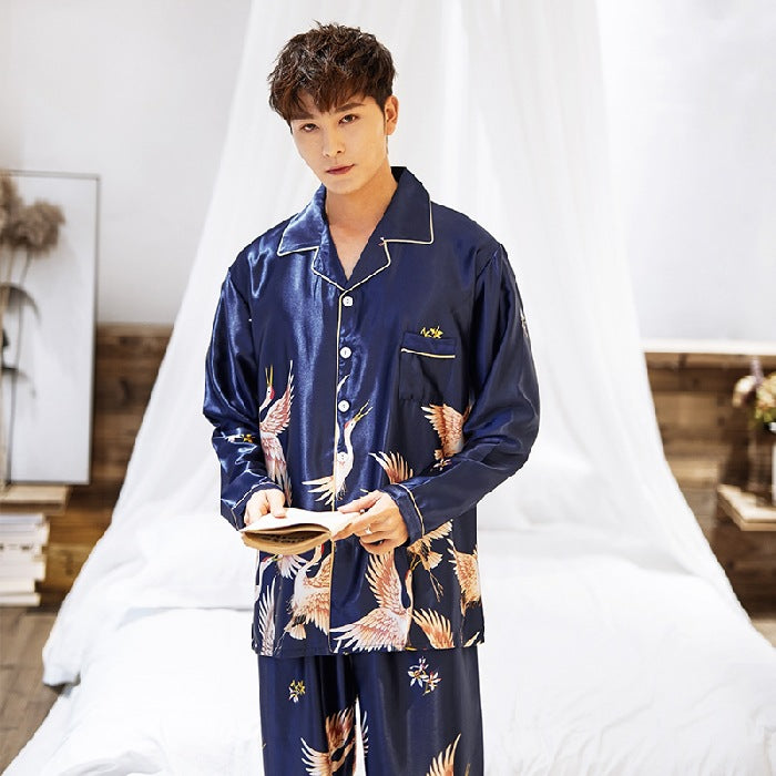 Casual Cardigan Unisex Long-sleeve Pajama Set