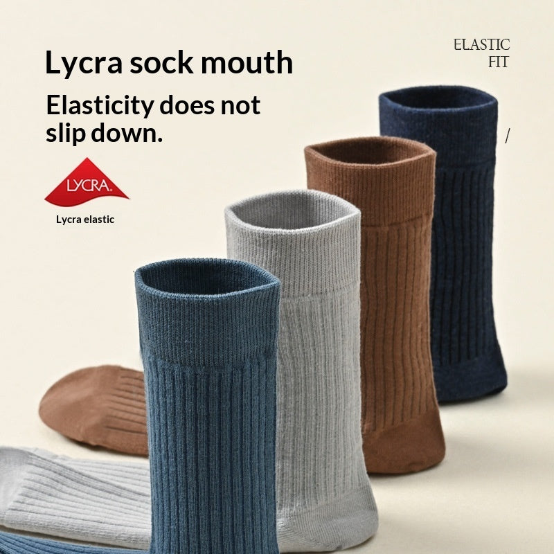 Mens Mid-Calf Cotton Socks With Odor-Resistant Properties