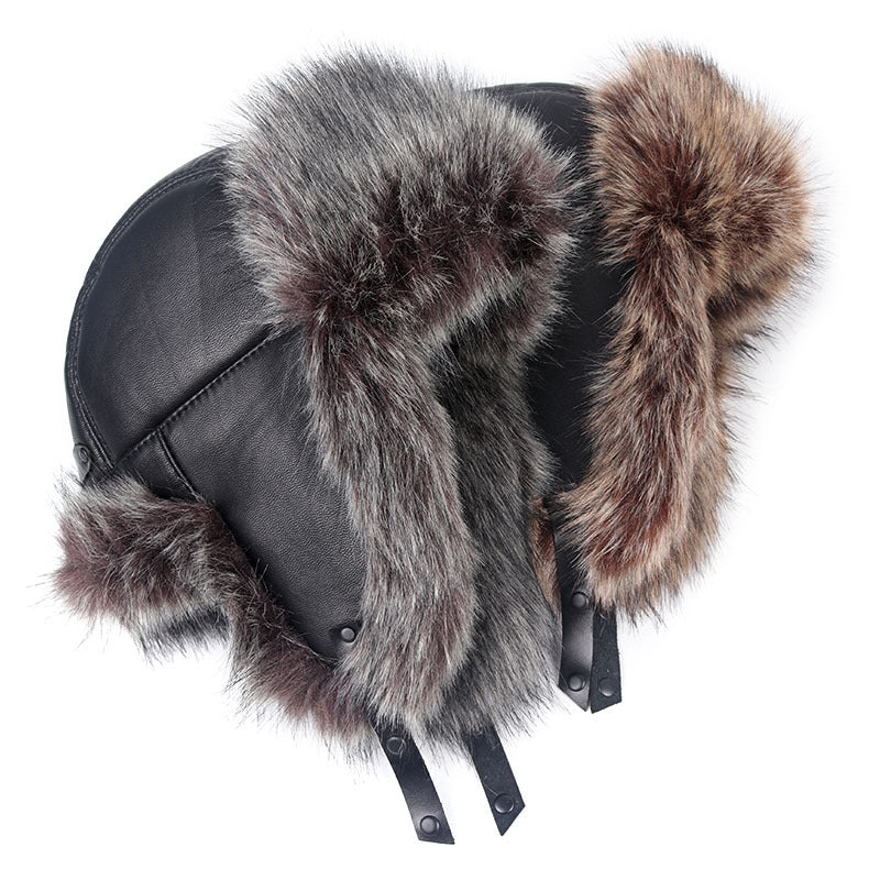 Fur leather hat