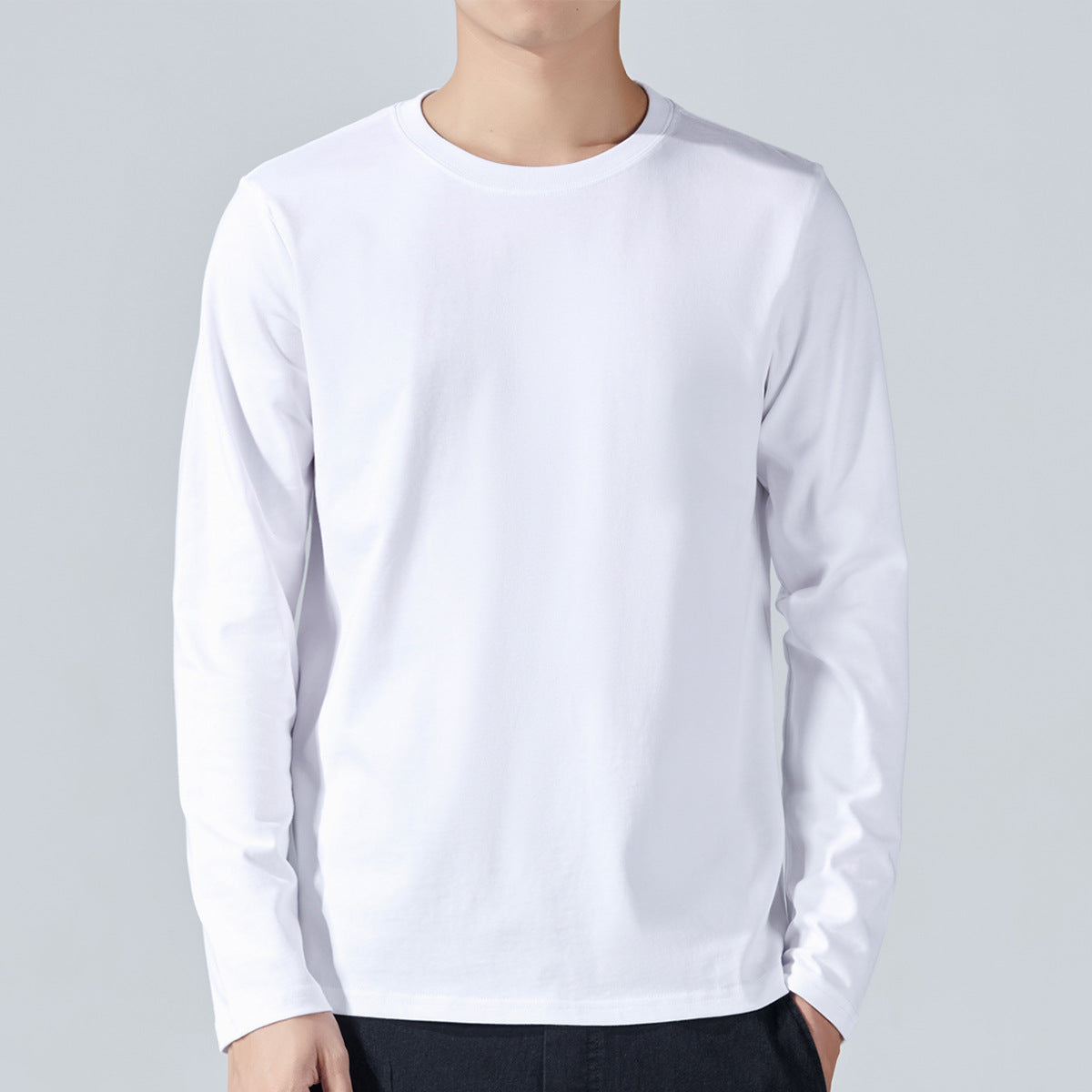 Mens Long sleeve Solid colorCotton T-shirt