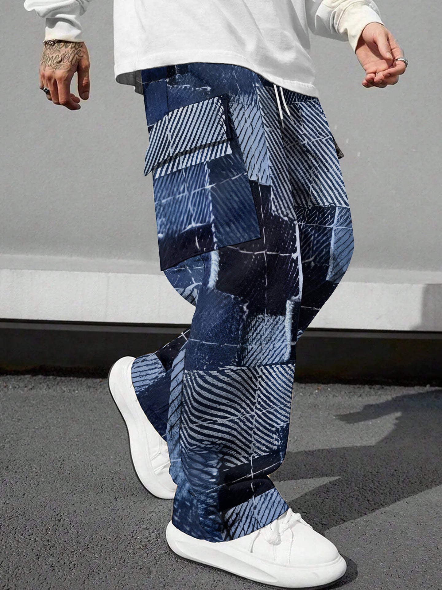 Pink Camo Cargo Pants Printed Design Trendy Casual Loose-Fit Versatile And Breathable Trousers