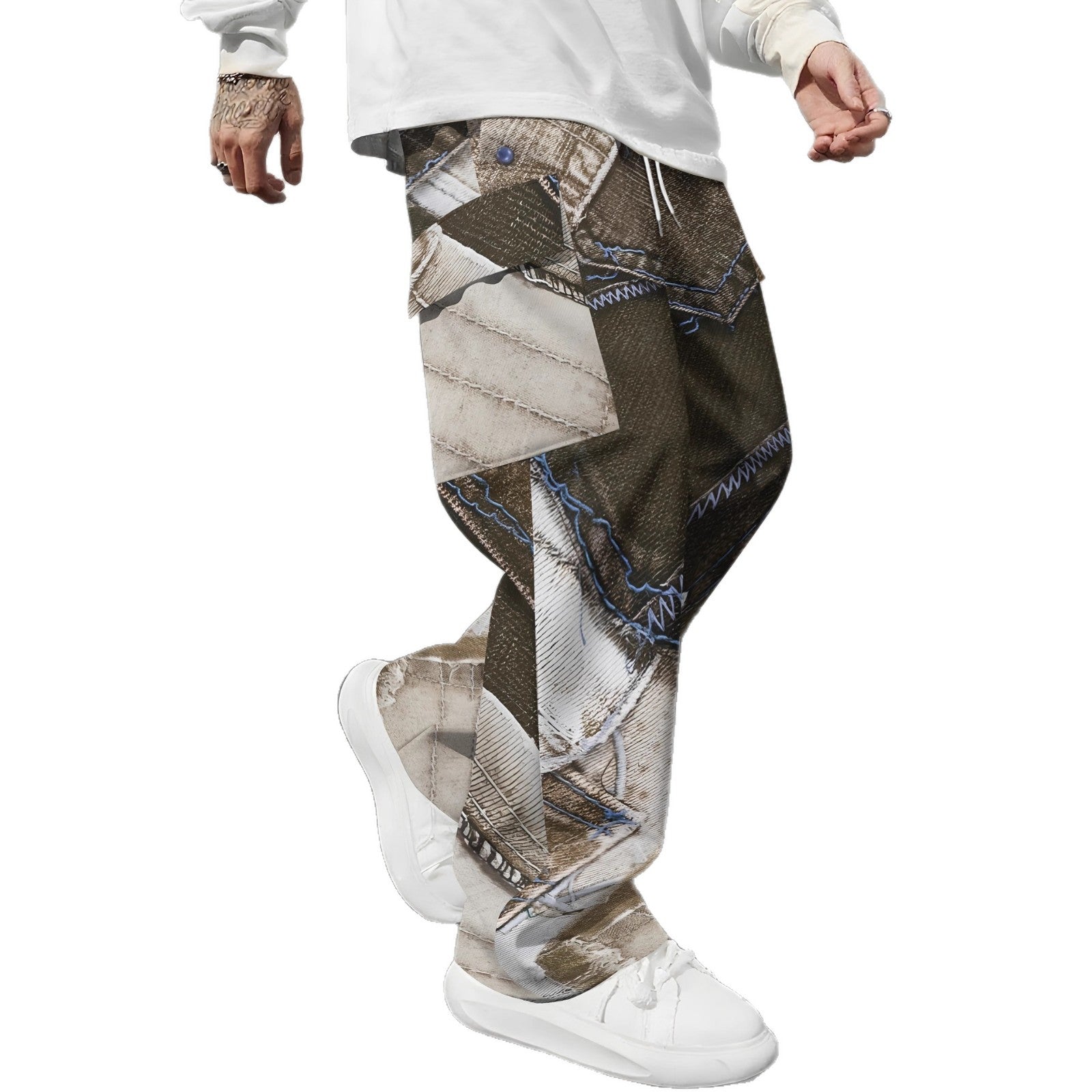 Pink Camo Cargo Pants Printed Design Trendy Casual Loose-Fit Versatile And Breathable Trousers