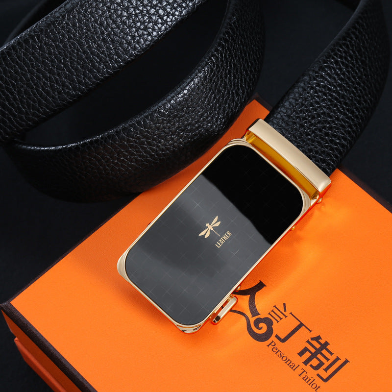 Mens Casual Business Belt Made Of Split Leather