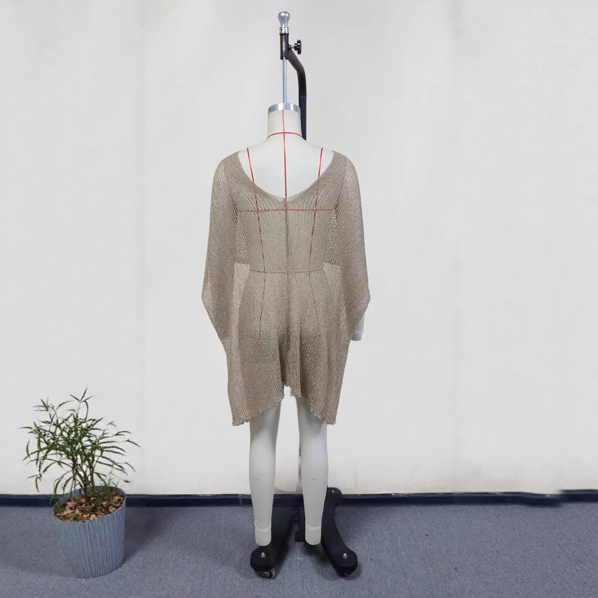 Round Neck Long Sleeve Slim Fit Pencil Skirt