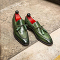 British-style Round-toe Mens PU Green Tassel Shoes