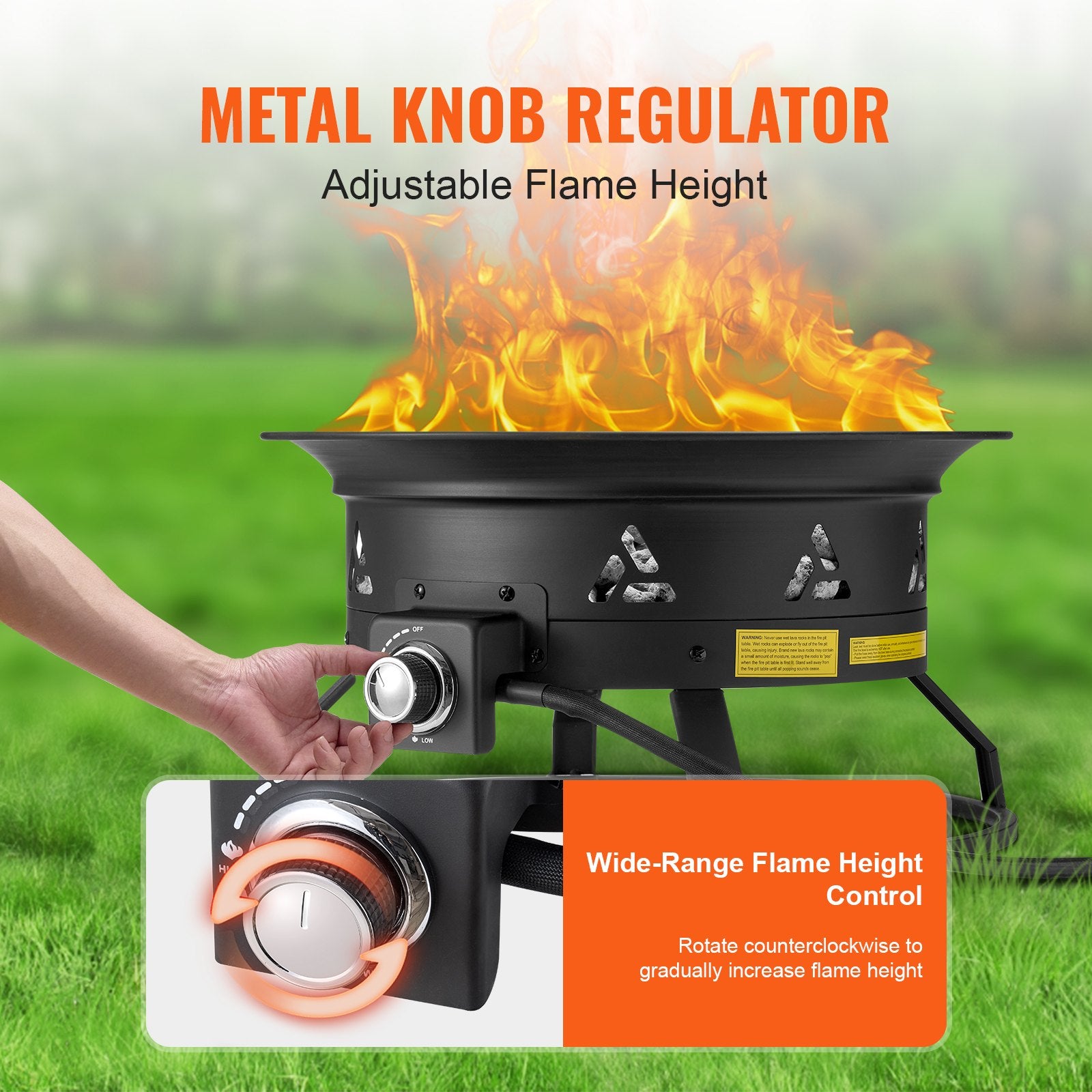 Propane Fire Pit 24” Outdoor Portable Gas Fire Pit For Heating 58000 BTU