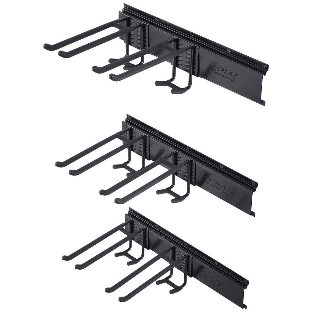Garage Tool Organizer, 362.9 Kg Max Load Capacity, Wall Mount Yard Garden Storage Rack Organization Heavy Duty With 6 Adjustable Hooks And 3 Rails, For Garden Tools, Shovels, Trimmers, And Hoses