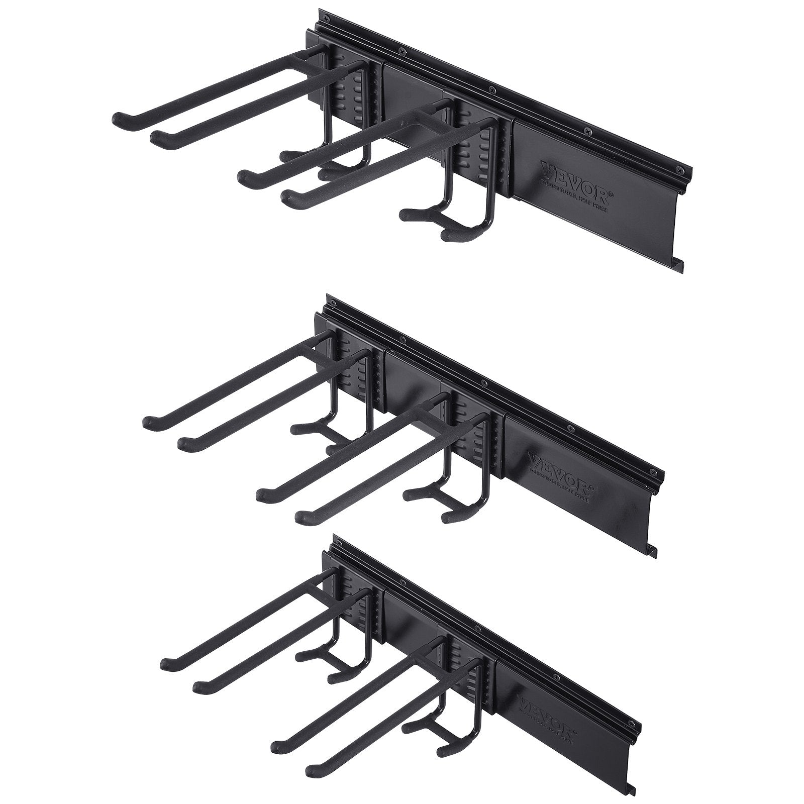 Garage Tool Organizer, 362.9 Kg Max Load Capacity, Wall Mount Yard Garden Storage Rack Organization Heavy Duty With 6 Adjustable Hooks And 3 Rails, For Garden Tools, Shovels, Trimmers, And Hoses