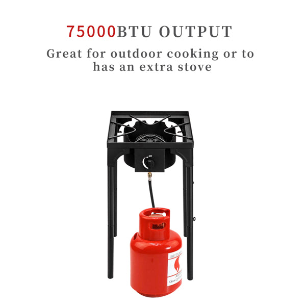 Outdoor Camp Stove High Pressure Propane Gas Cooker 75000-BTU