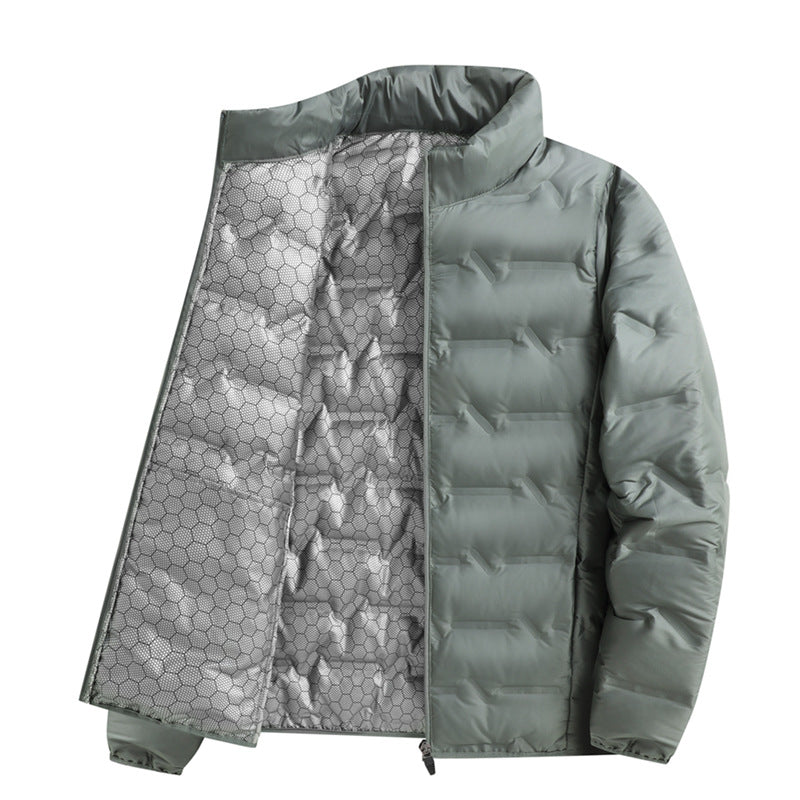 Manteau court à col montant en duvet de canard blanc, coupe ajustée