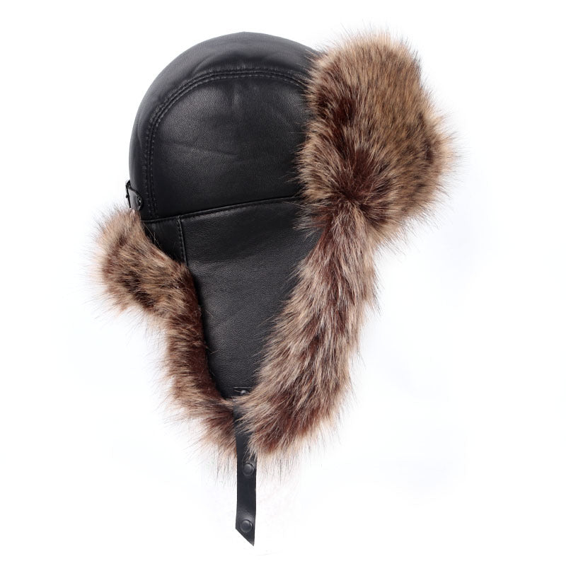 Fur leather hat