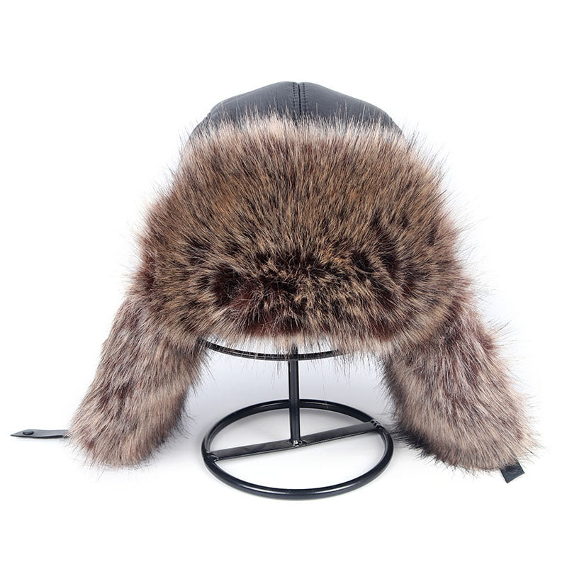 Fur leather hat