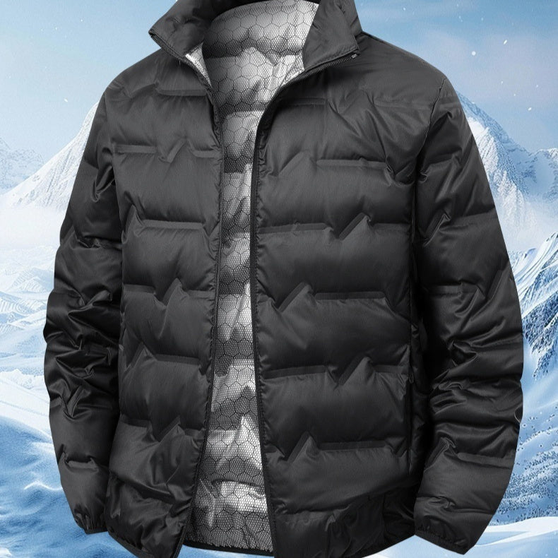 Manteau court à col montant en duvet de canard blanc, coupe ajustée