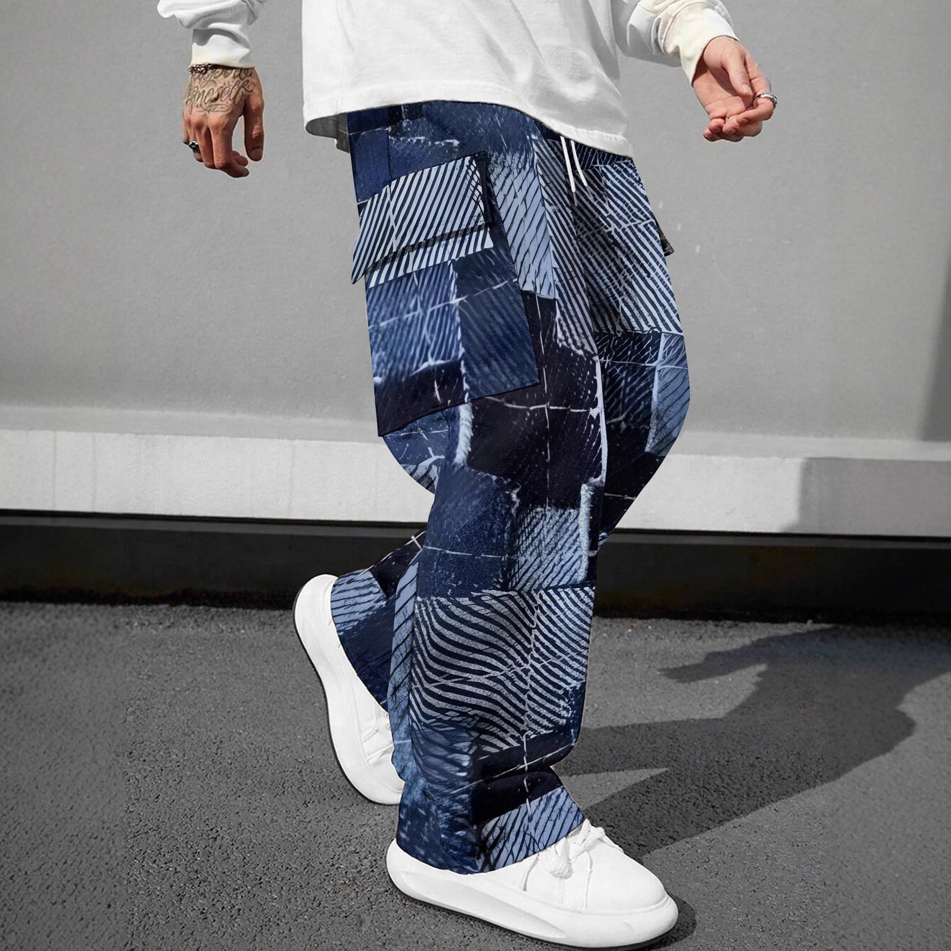 Pink Camo Cargo Pants Printed Design Trendy Casual Loose-Fit Versatile And Breathable Trousers