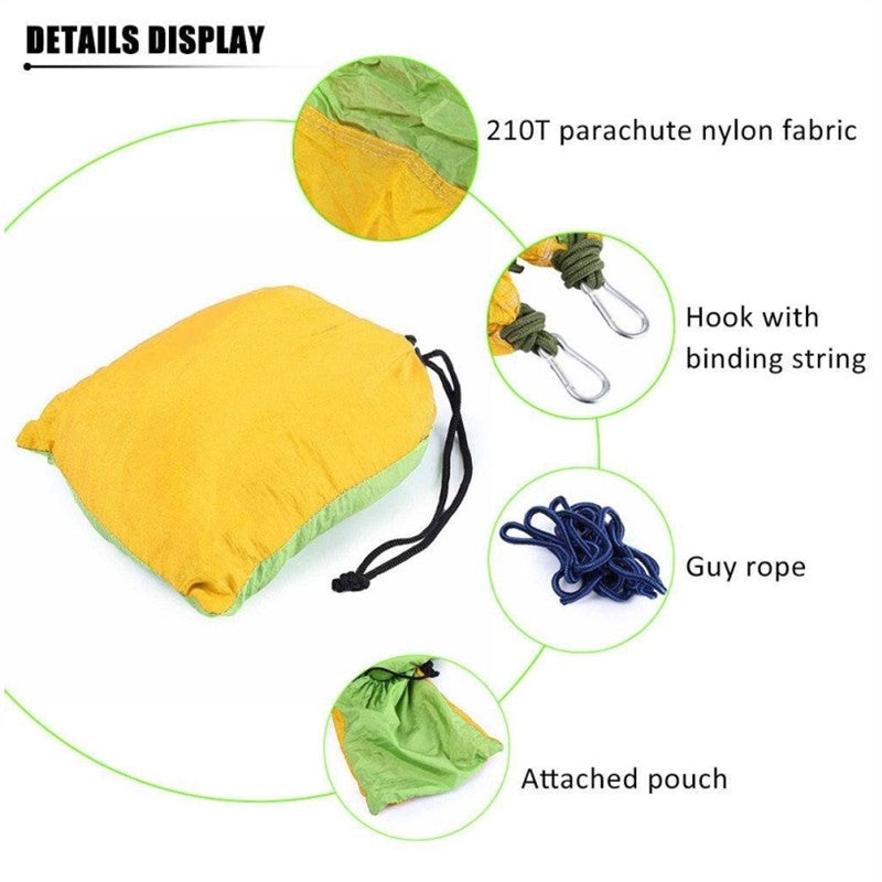 Hamac de randonnée portable en nylon parachute confortable